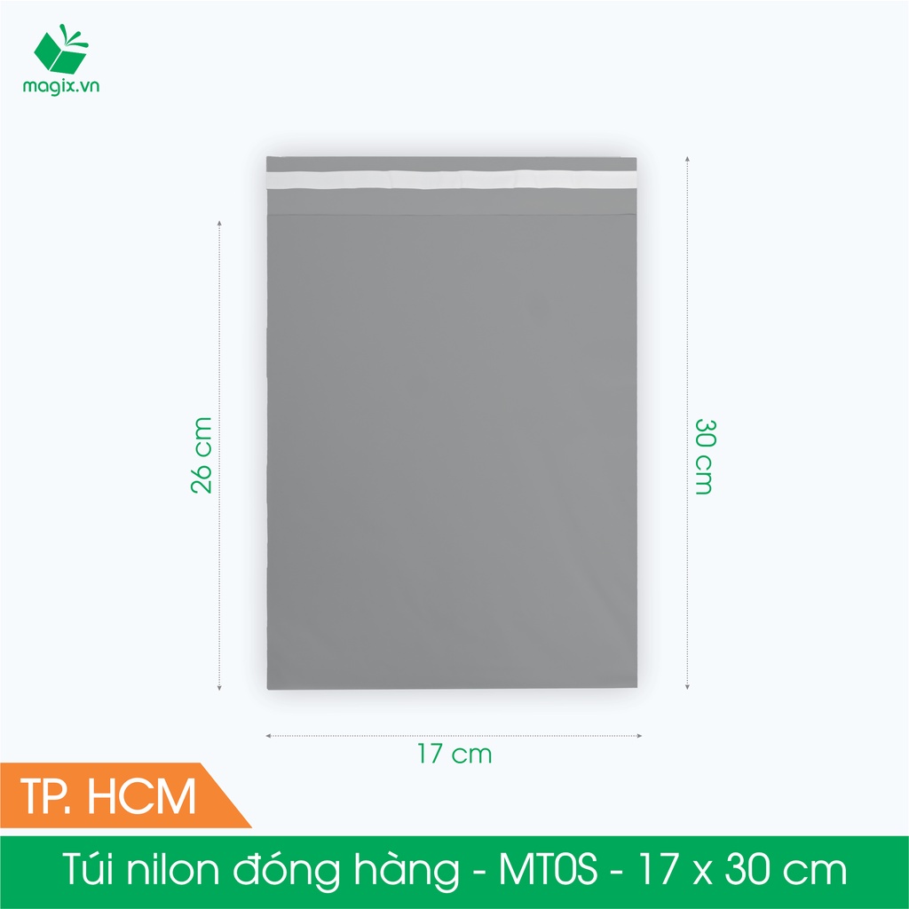 MT0S - 17x30 cm - Túi nilon gói hàng - 500 túi niêm phong đóng hàng màu xám