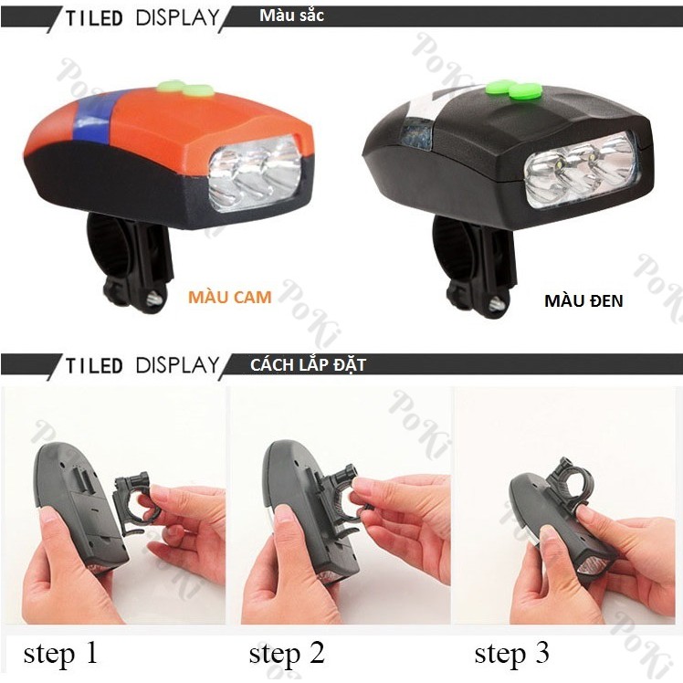 Đèn xe đạp thể thao kiêm còi, đèn pin led trên xe đạp FY-037 - POKI