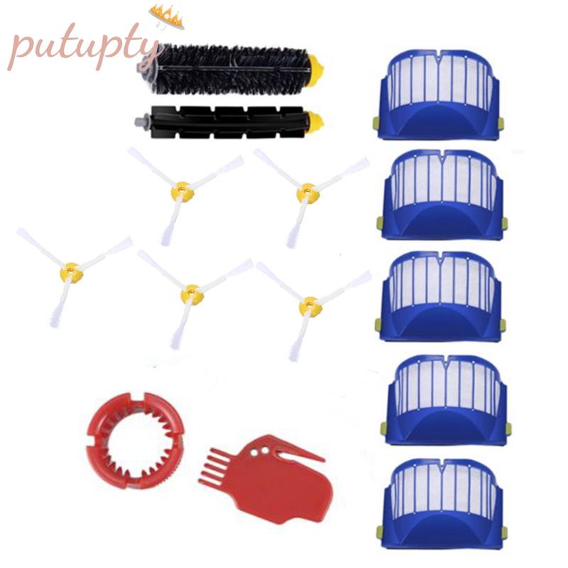 Compatible for IRobot Roomba 600 Serie,610 620 625 630 650 660 Bristle&Flexible Beater 3-Armed Brush Filters Kit 14 PCS