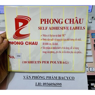 Nhãn có lớp keo tự dán decal phong châu - xấp 10 tờ