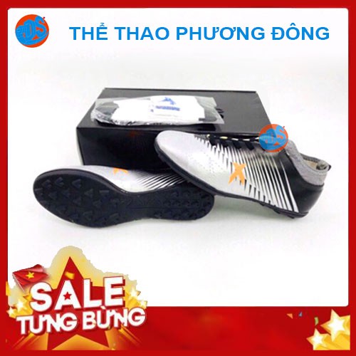 Giày đá bóng giày đá banh sân cỏ nhân tạo -X màu xanh chuối dạ quang, đã khâu mũi chắc chắn (Tặng kèm vớ)