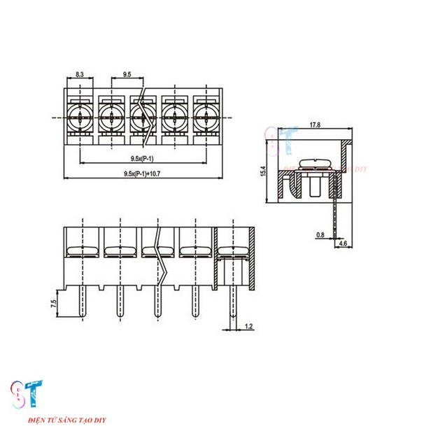 Domino HB9500 9 Chân (connecter, cầu đấu 9p)