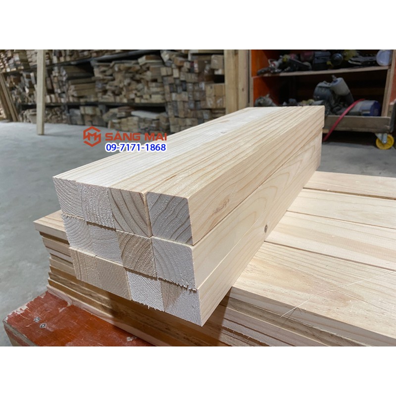 [MS79] Thanh gỗ thông vuông 4cm x 4cm x dài 50cm + láng mịn 4 mặt