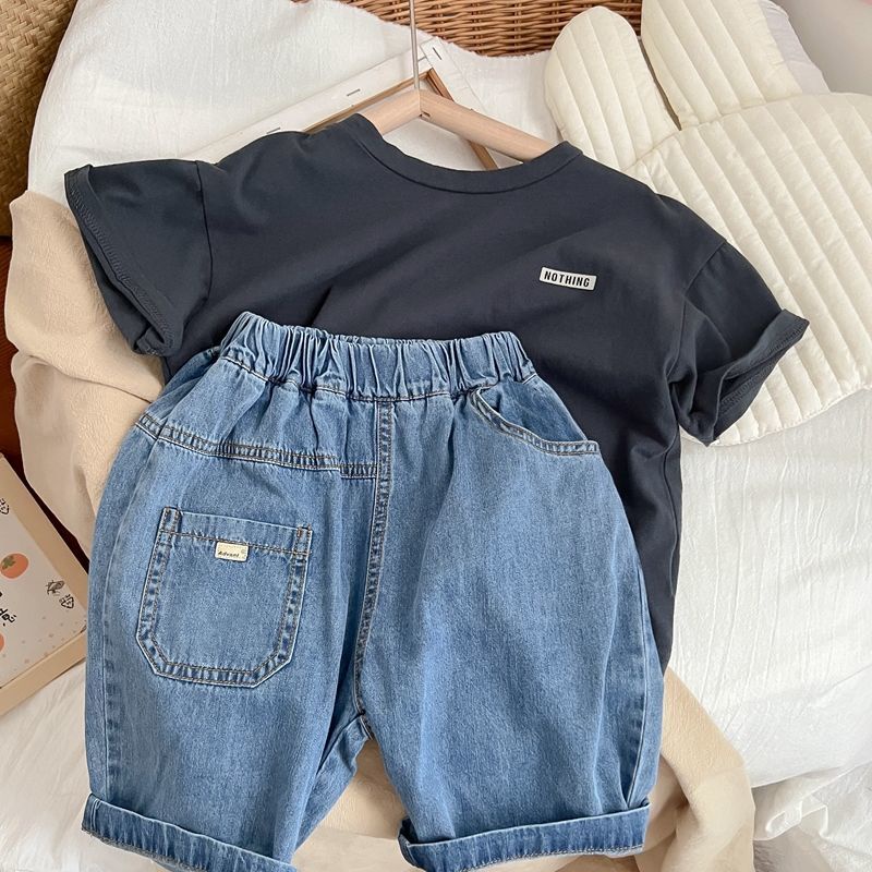 Quần Short Jeans Mỏng Thời Trang Mùa Hè Phong Cách Hàn Quốc Cho Bé Trai