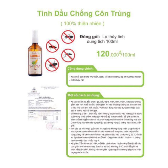 💥 Bán chạy 💥 TINH DẦU CHỐNG CÔN TRÙNG 100ml Lam Hà