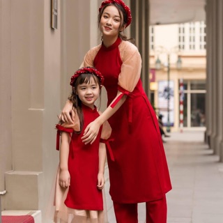 Set 2 áo dài cách tân cho mẹ và bé