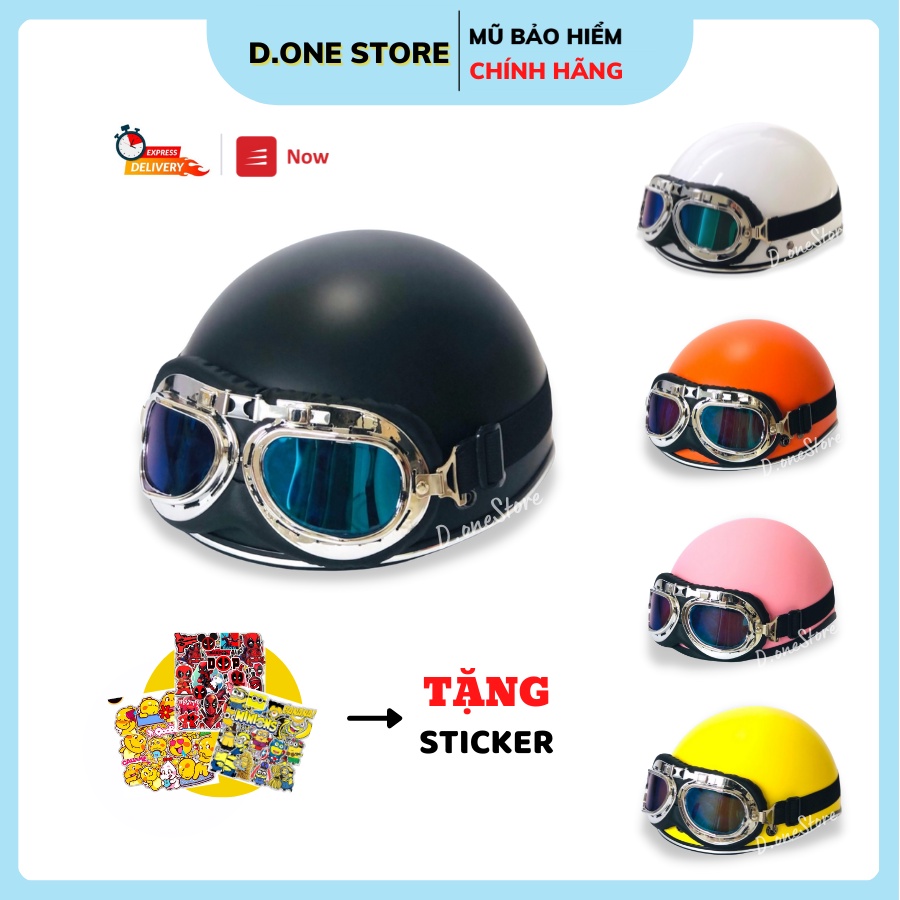 Mũ bảo hiểm nửa đầu nón 1/2 màu trơn nhiều màu Siêu Hot cao cấp có kính