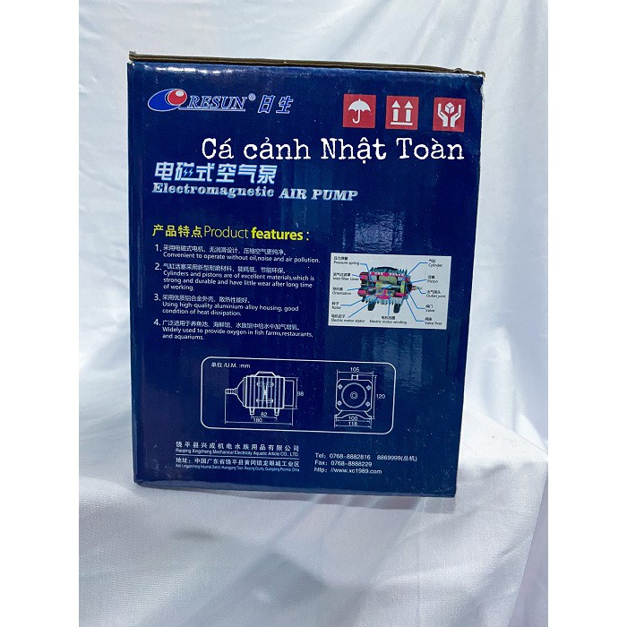 MÁY TẠO OXY BỂ CÁ RESUN ACO 004 ACO 006 TẶNG KÈM THANH CHIA 8 ĐẦU