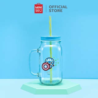 [Mã LIFEHL9 giảm 8% tối đa 100K đơn 250K] Cốc thuỷ tinh Miniso in hình Marvel có nắp đậy kèm ống hút 710ml