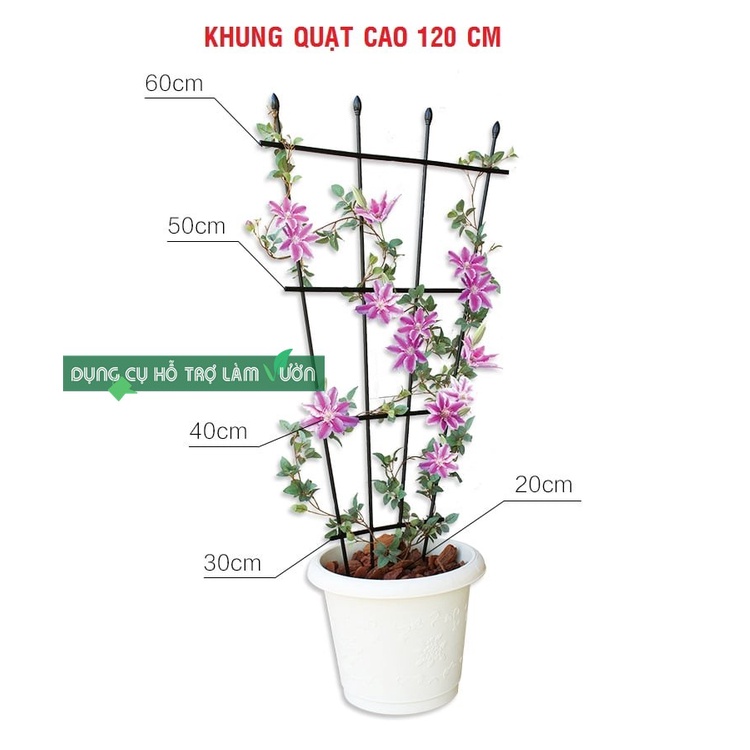 Khung trồng cây cao 120cm kiểu quạt chuyên trồng các loại cây hoa , bonsai, cây cảnh -ống thép bọc nhựa phi 8