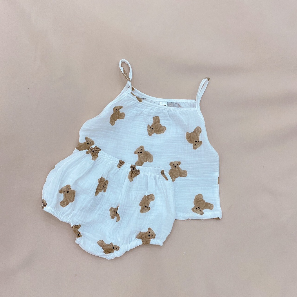 Bộ Hai Dây Chất Liệu Xô Muslin Cho Bé Gái