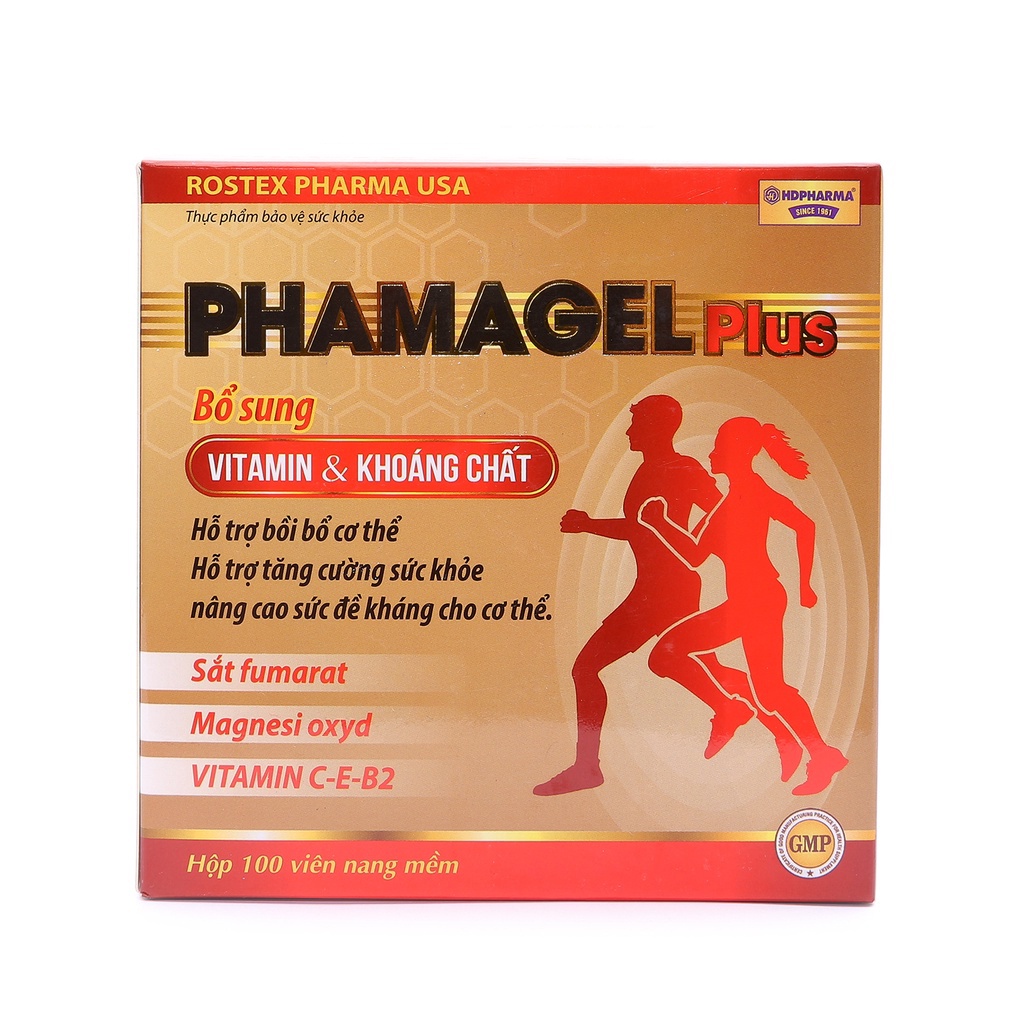 Viên uống vitamin tổng hợp Phamagel Plus HDPHARMA hỗ trợ tăng cường sức khỏe - Hộp 30 viên & 100 viên