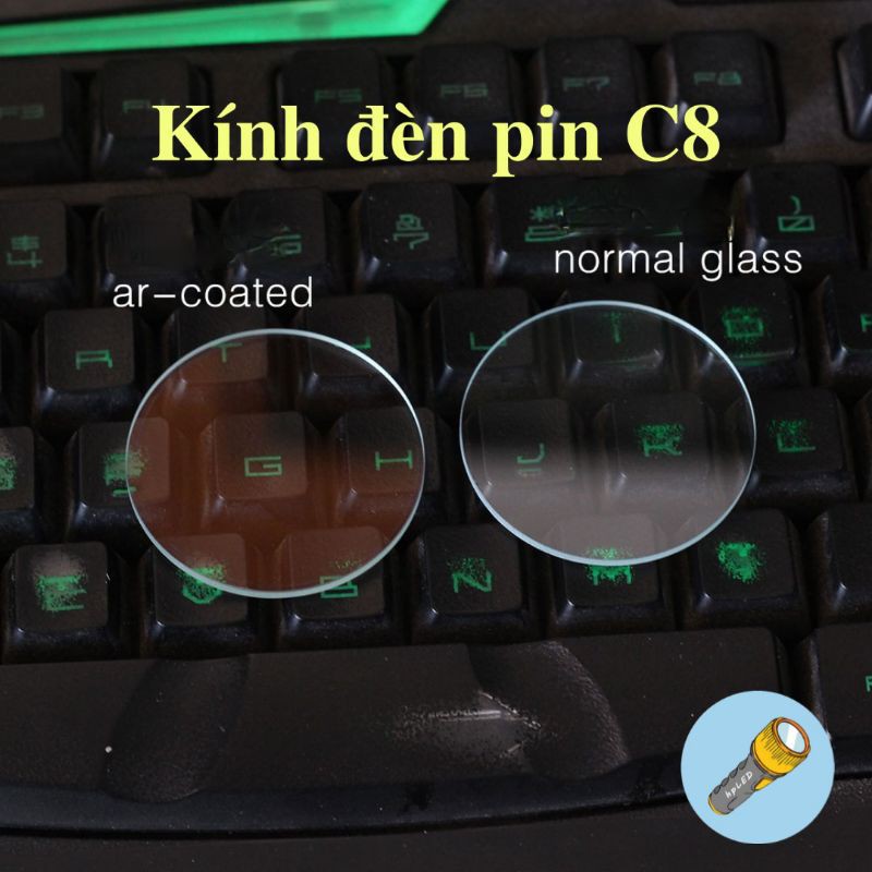 [D04] Kính đèn pin C8 C8+ M21A kính cường lực phủ AR hai mặt, kính lọc màu (filter)