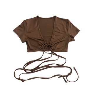 Áo Croptop Cột Dây Cổ Chữ V