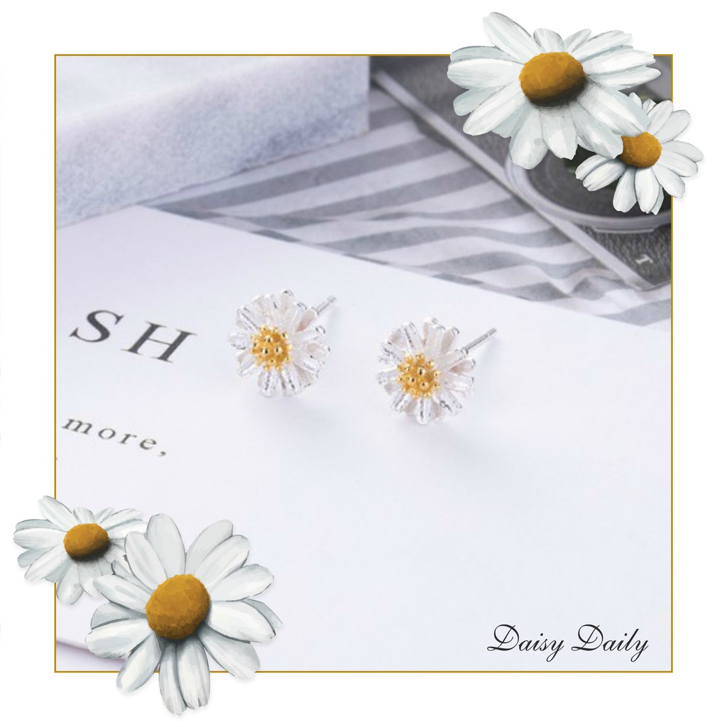 BÔNG TAI BẠC THÁI 92.5 HOA CÚC DAISY CUTE