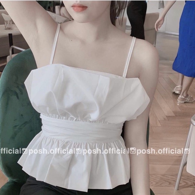 Áo trắng hai dây xinh Rosiee Top có mút ngực from chuẩn tôn dáng ôm xoè nhẹ dễ mix phía sau bo chun có dây tự điều chỉnh | WebRaoVat - webraovat.net.vn
