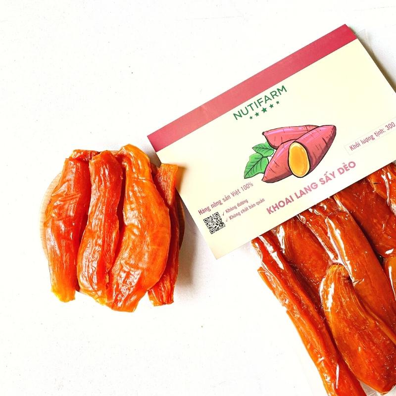 Khoai lang sấy dẻo không đường 300gr NutiFarm rau củ sấy đặc sản đà lạt