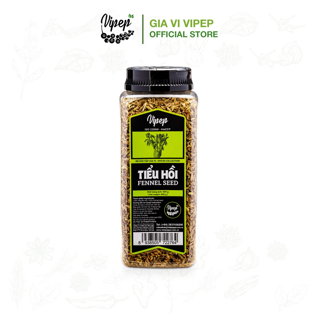 Tiểu hồi Vipep 400g - bột gia vị nguyên chất, sạch chuyên dùng ướp thịt, nêm nếm, tạo hương thơm đặc trưng