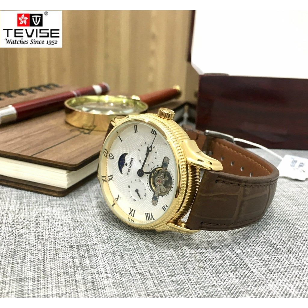 Đồng hồ cơ nam TEVISE T851A chính hãng, cơ tự động, kính saphire nguyên khối, có lịch nhật nguyệt | BigBuy360 - bigbuy360.vn