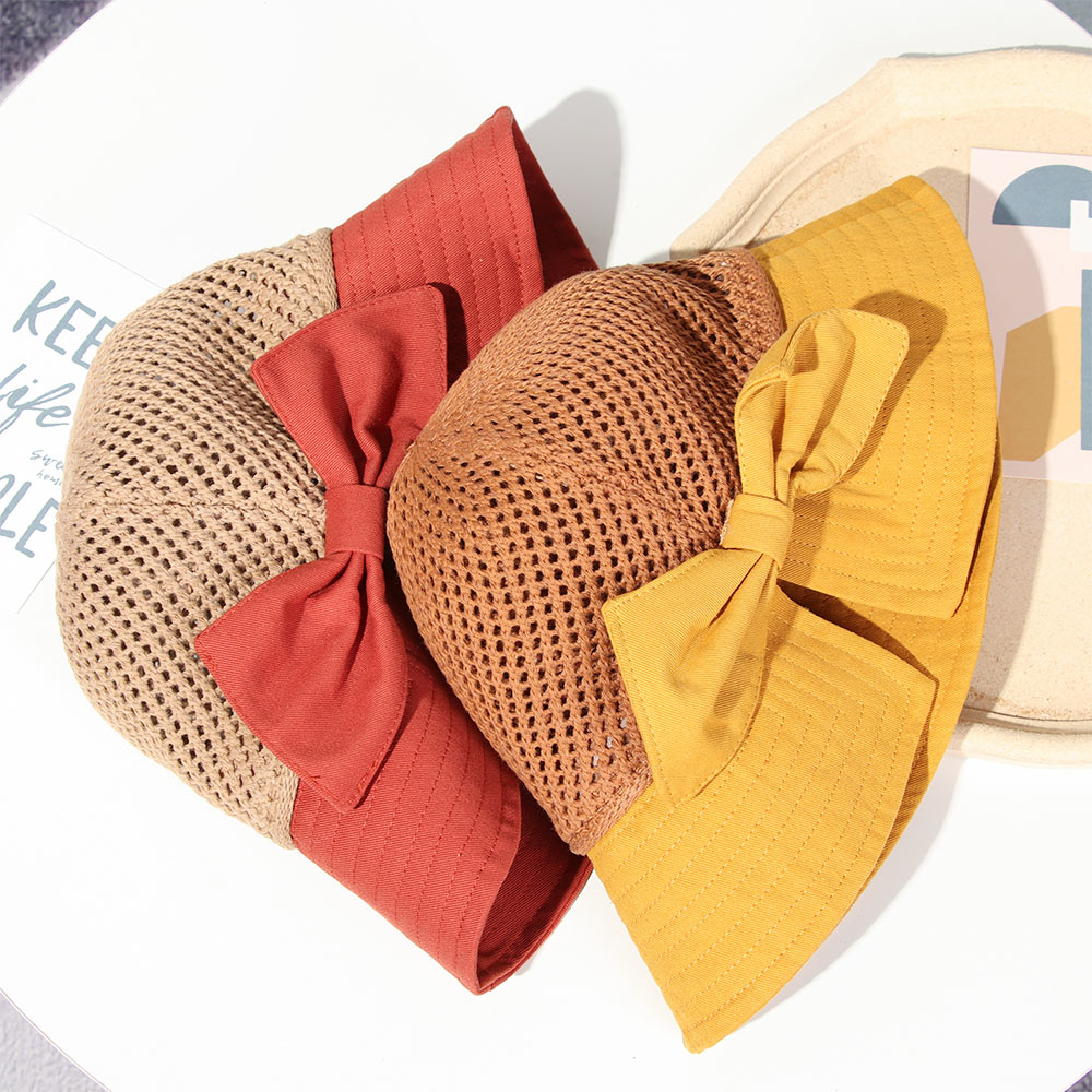 Mũ rộng vành chống tia uv đính nơ có thể gấp gọn tiện dụng thời trang đi biển cho nữ