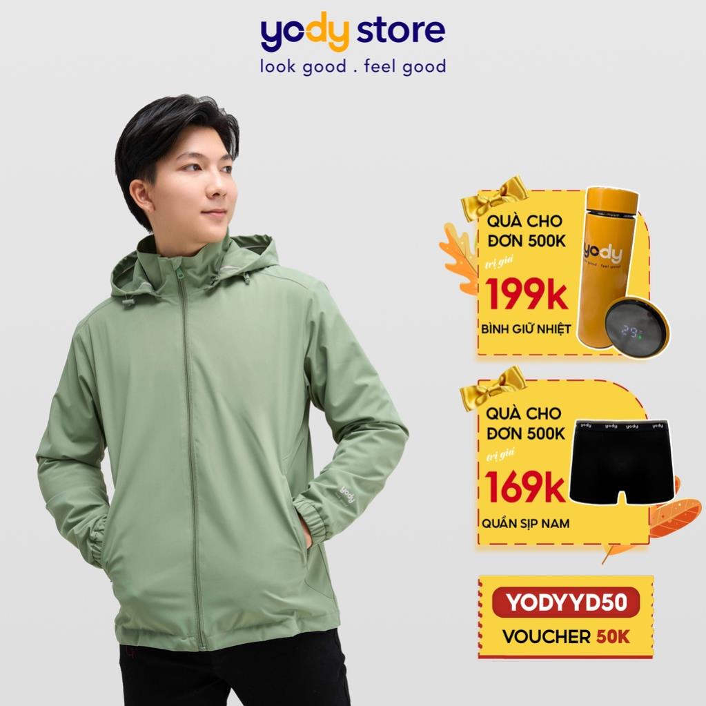 Áo gió YODY nam súp sườn thể thao 2 lớp năng động có mũ AKM4029 New