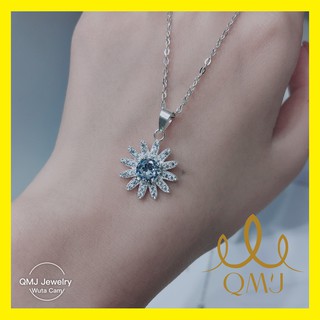 Dây chuyền bạc QMJ Hoa mặt trời nạm đá tấm bạc 925 cao cấp, sáng, đơn giản, vòng cổ thời trang nữ đẹp
