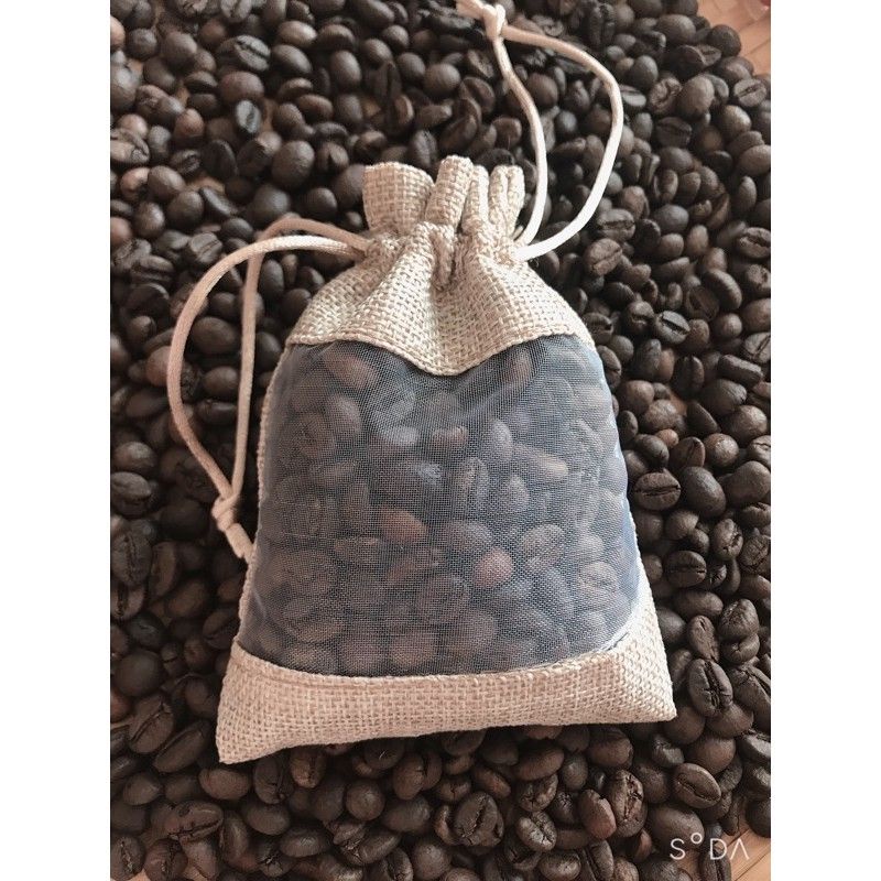 Túi thơm hạt cà phê treo xe ô tô, tủ quần áo, phòng khách, phòng bếp khử mùi ẩm mốc