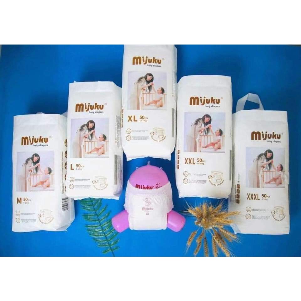 100 miếng tả quần MIJUKU mỏng nhẹ siêu khô thoáng, thấm hút tốt cho bé cảm giác dễ chịu đủ size M/L/XL/XXL/XXXL
