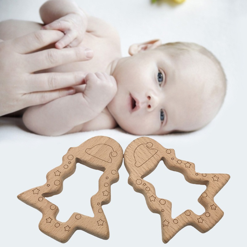 Đồ Chơi Gặm Nướu Hình Cây Thông Noel Bằng Gỗ Tự Nhiên DIY Dành Cho Bé
