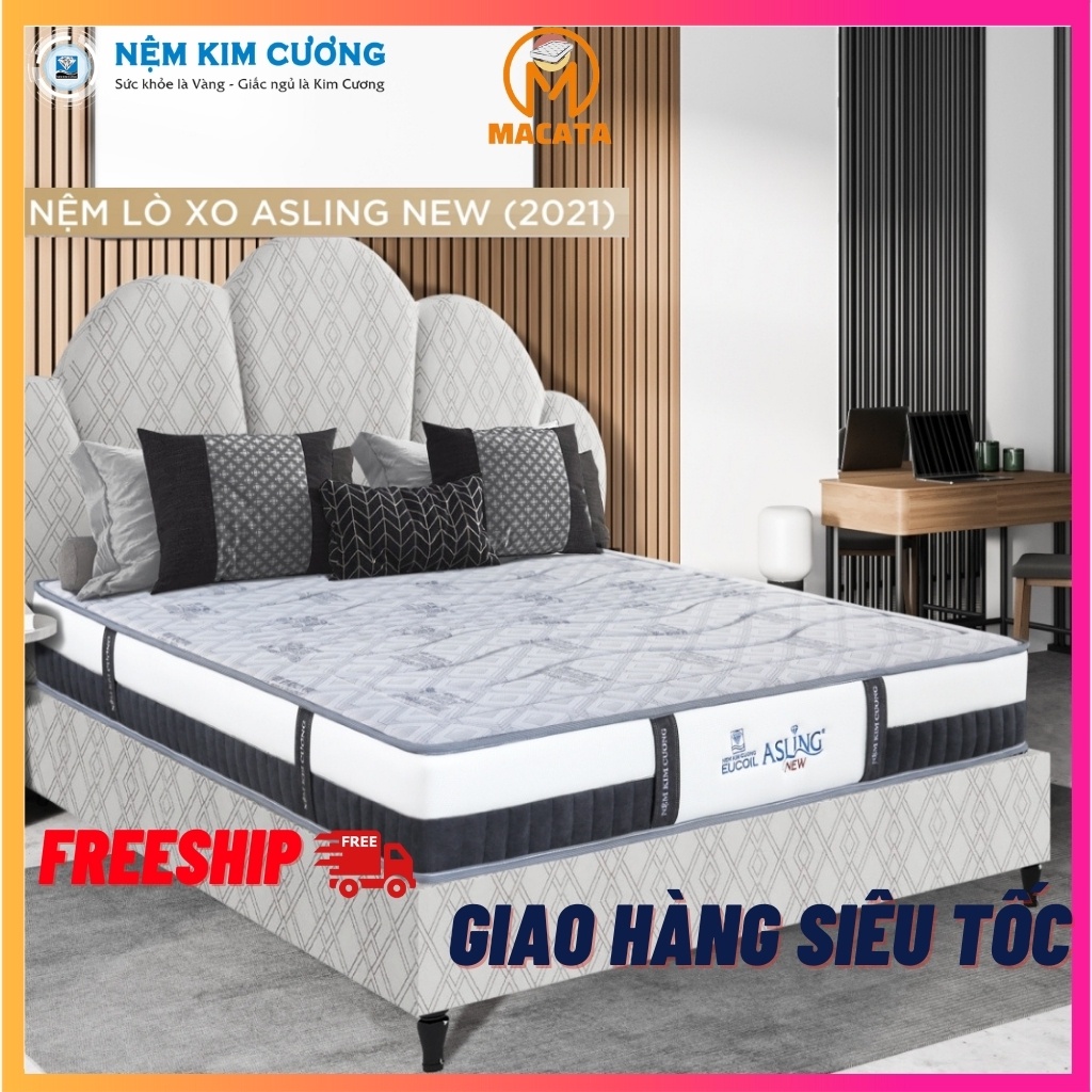 Nệm lò xo túi độc lập cao cấp EUCOIL ASLING NEW 2021 chính hãng đệm Kim Cương giá rẻ chuẩn khách sạn 3 sao LX1012