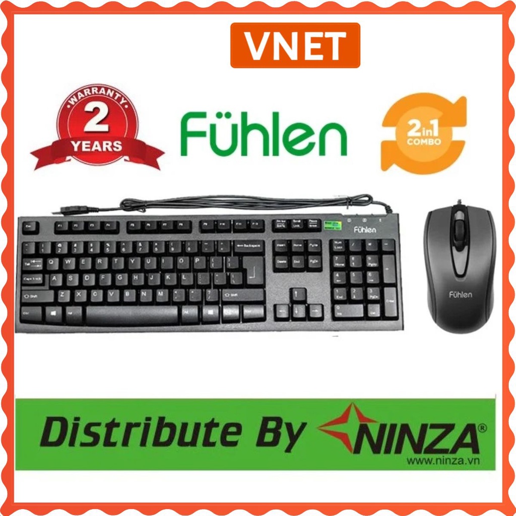 Bộ Bàn phím chuột có dây Fuhlen L411 L102 Chính Hãng Ninza bảo hành 24 tháng VNET