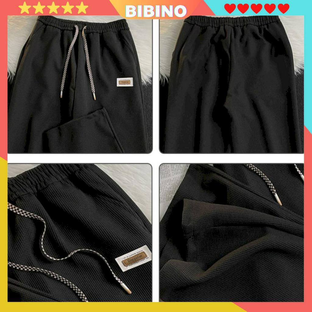 Quần ống suông form rộng nam nữ vải cotton tổ ong đẹp BIBINO Quần ống rộng baggy thời trang hàn quốc dày dặn mát mẻ QN04