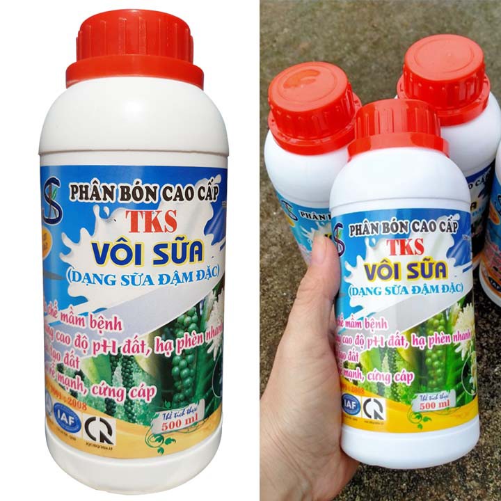 TKS - VÔI SỮA: Ổn Định pH Đất,  Hạ Phèn Nhanh, Kháng Khuẩn, Làm Lành Vết Bệnh - Chai 500ml