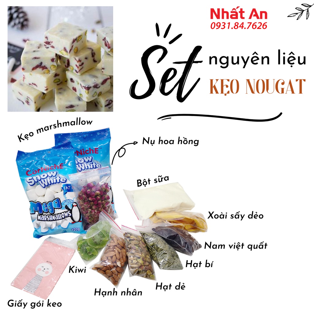 Set nguyên liệu làm kẹo nougat - Kẹo hạnh phúc Nhất An