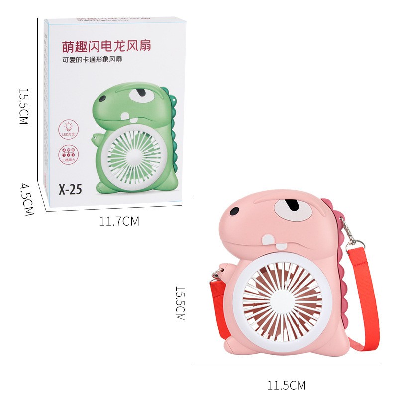Quạt mini cầm tay Dino X25 pin sạc Tặng kèm dây đeo chéo,Có đèn Led | BigBuy360 - bigbuy360.vn