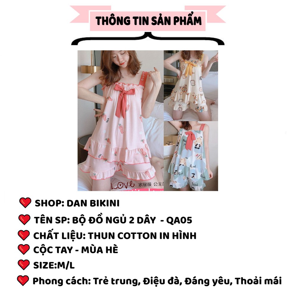 Đồ Bộ Ngủ Nữ 2 dây điệu đà dễ thương mùa hè họa tiết ngộ nghĩnh đáng yêu mã QA05 | BigBuy360 - bigbuy360.vn
