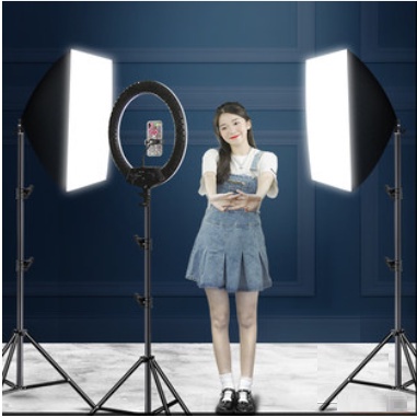 Combo Bộ 2 Đèn Softbox + Đèn Led Ring Livestream HQ21, Thiết Bị Livestream Chuyên Nghiệp