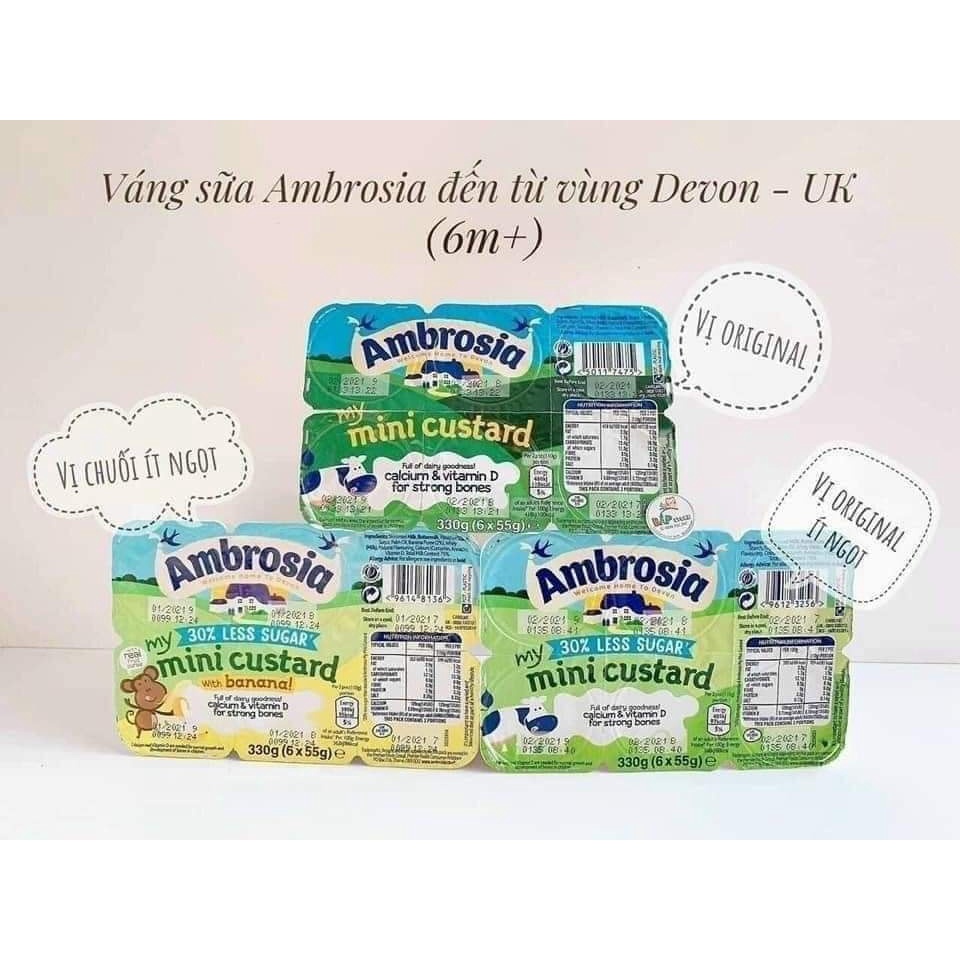 Váng Sữa Ambrosia Anh Ăn Dặm Cho Bé 6 Tháng Tuổi Bổ Sung Canxi Vitamin Thơm Ngon Dễ Ăn