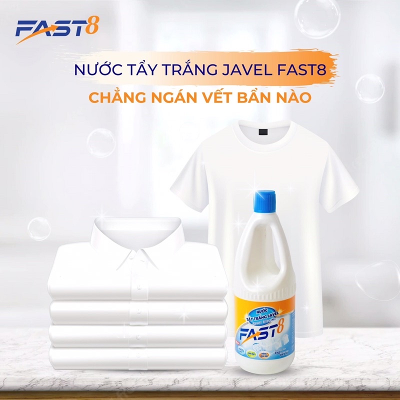 Tầy trắng mốc, tẩy vết bẩn cứng đầu trên cả quần áo màu hương chanh tự nhiên- JAVEL FAST 8-100ml