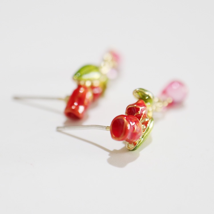 [Hàng Mới Về] Bông Tai Dạng Kẹp Hình Hoa Tulip Tráng Men Phong Cách Mori Thời Trang Mùa Hè Cho Nữ