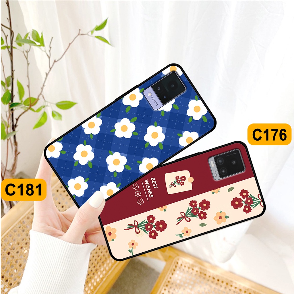 Ốp Vivo V20 - V21 in hình hoa cỏ nhẹ nhàng,họa tiết caro xinh xắn.ốp lưng chống sốc