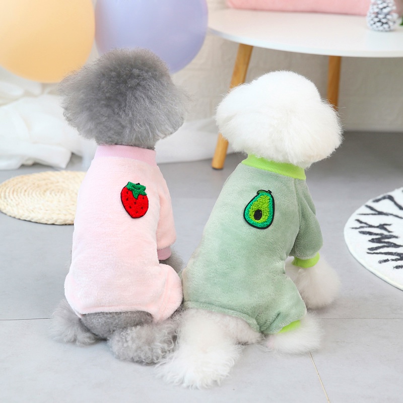 Áo Giữ Ấm Bốn Chân Họa Tiết Trái Cây Hoạt Hình Dễ Thương Cho Thú Cưng