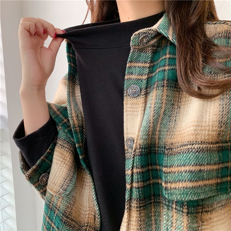 Áo thun cổ cao tay dài màu trơn thời trang thu đông cho nữ