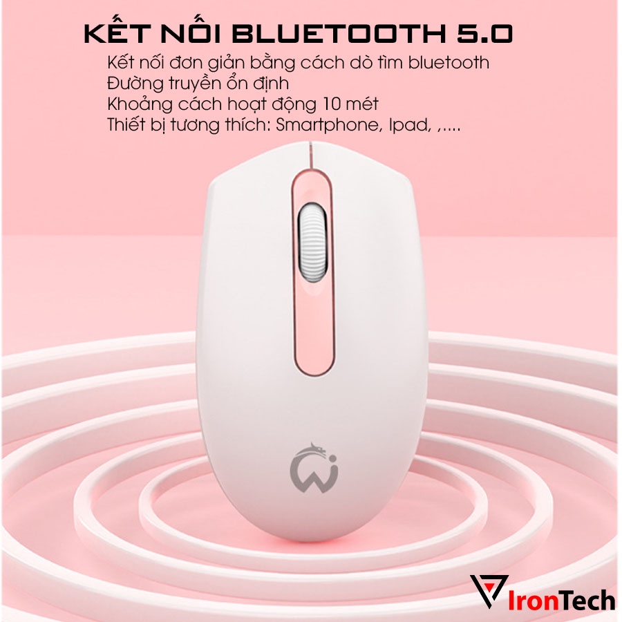 Chuột không dây wireless 2.4G và bluetooth IronTech Cops M2 chuột máy tính chống ồn silent 1600dpi cho laptop pc