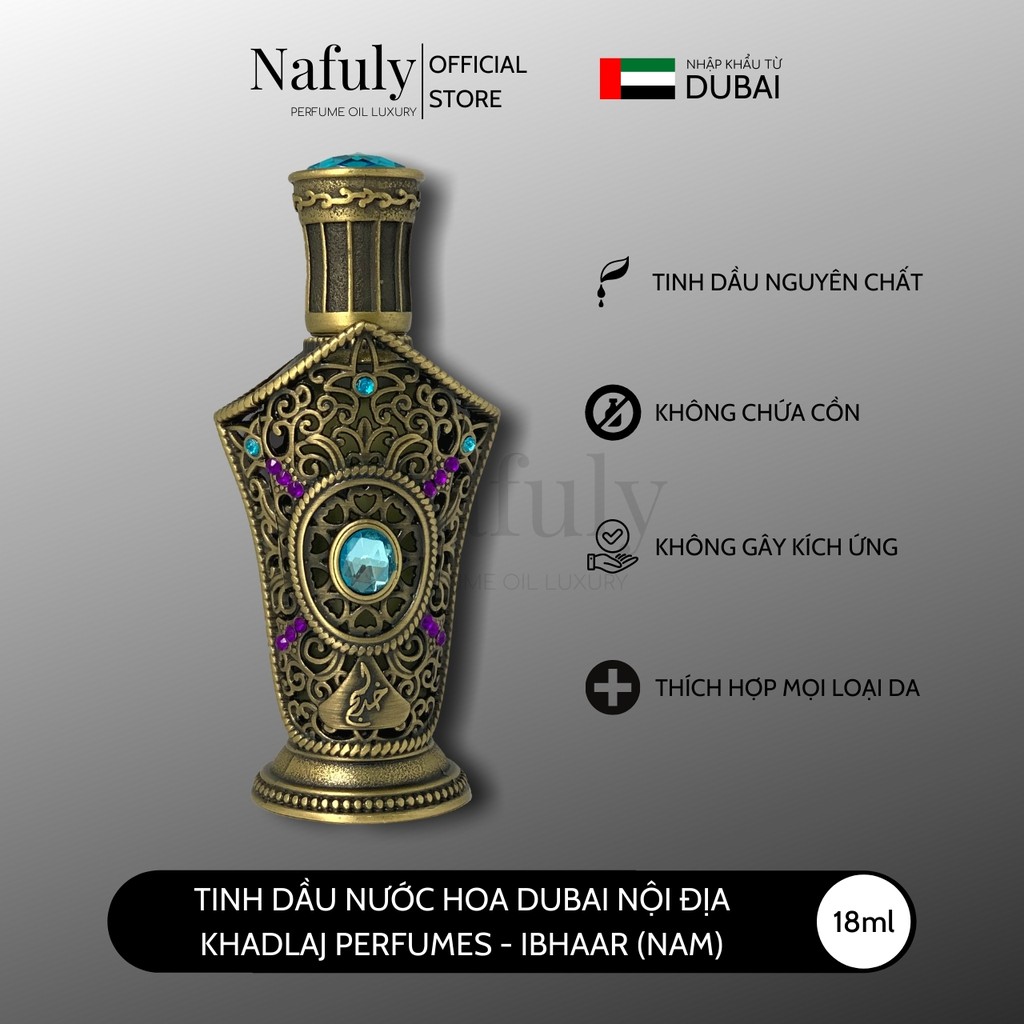 Tinh Dầu Nước Hoa Dubai Queen Ibhaar Khadlaj Nội Địa Nam Chính Hãng Nafuly Cao Cấp Giành Cho Nam Nữ Dung Tích 18ml