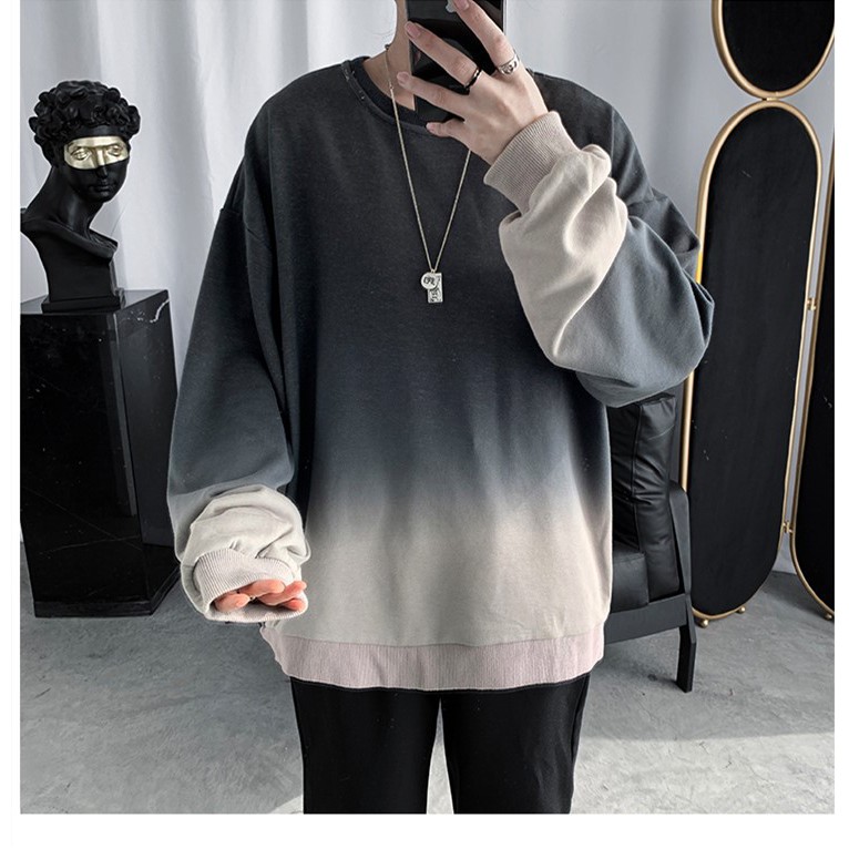 Áo thun tay dài Sweater form rộng UNISEX, áo sweater loang màu | BigBuy360 - bigbuy360.vn