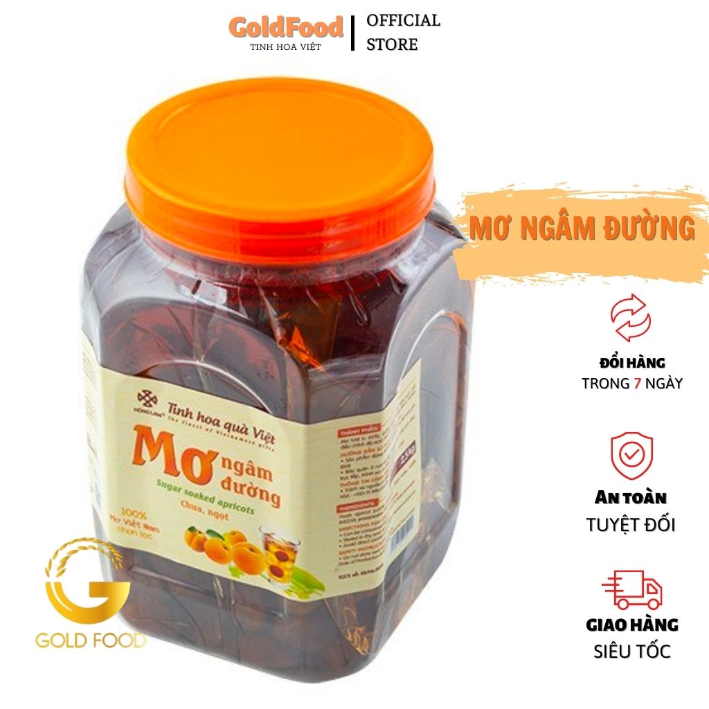 Mơ ngâm đường chua ngọt GoldFood chính hãng hộp 850gr 1kg bổ sung vitamin C giảm ho rát họng đặc sản Miền Bắc