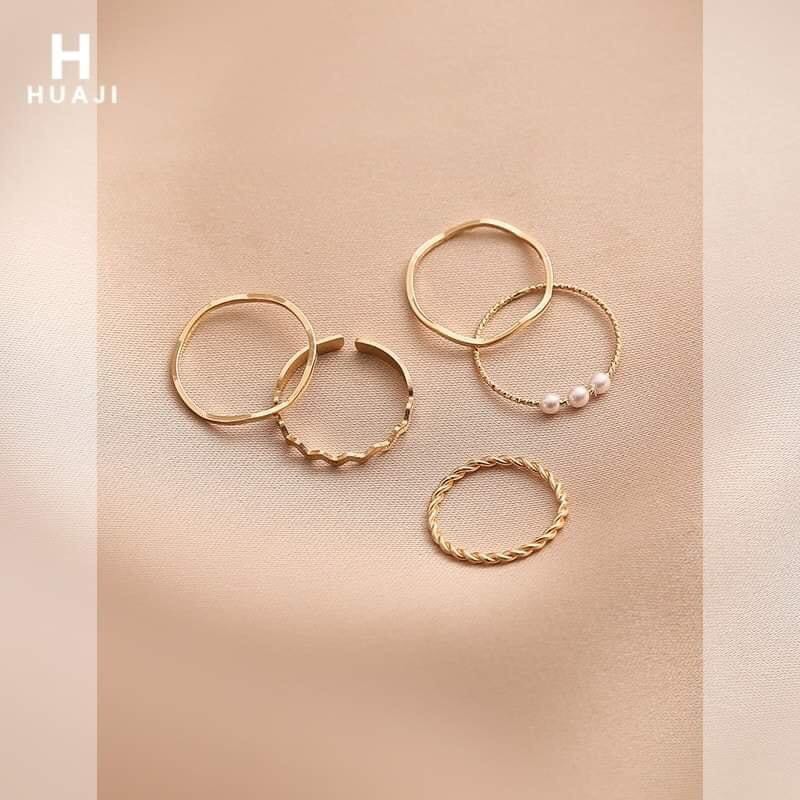 Set 5 Nhẫn Đeo Tay Mạ Vàng Đẹp Thanh Tân