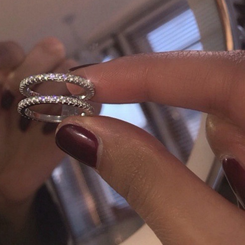Nhẫn mạ bạc 925 đính đá Sapphire trắng tự nhiên thời trang