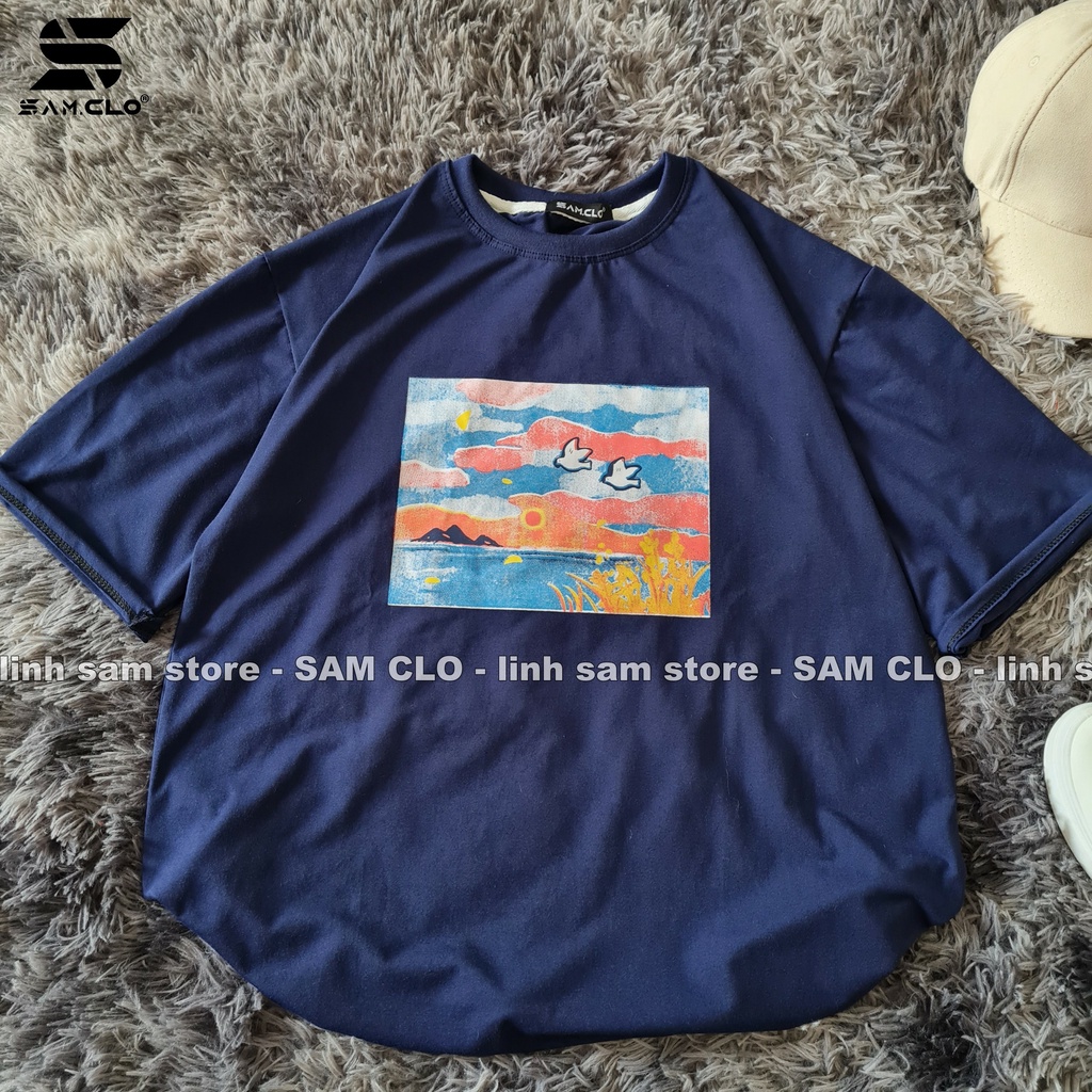 Áo thun tay lỡ nữ SAM CLO freesize phông form rộng dáng Unisex - mặc cặp, nhóm, lớp in hình BỨC TRANH
